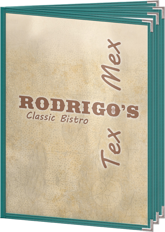 Colorful edge menu covers for Mexican restaurants.